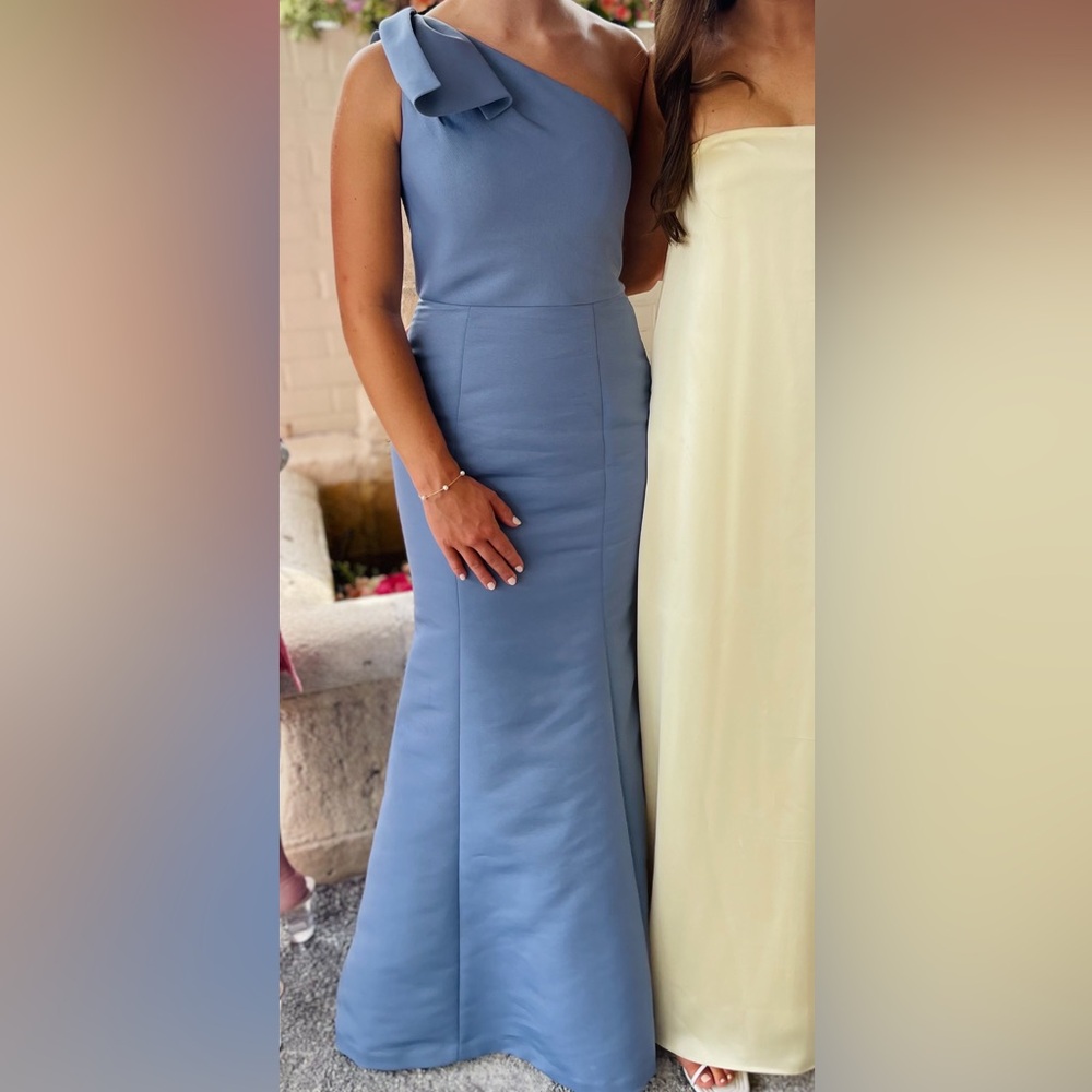 Amsale One Shoulder Blue Gown